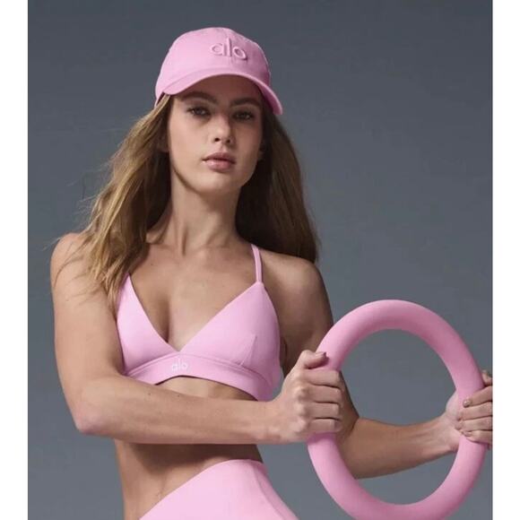 SOLD NWT Alo Yoga Pink Off Duty Cap Logo Adjustable Clean Girl Pilates Core - Picture 3 of 11